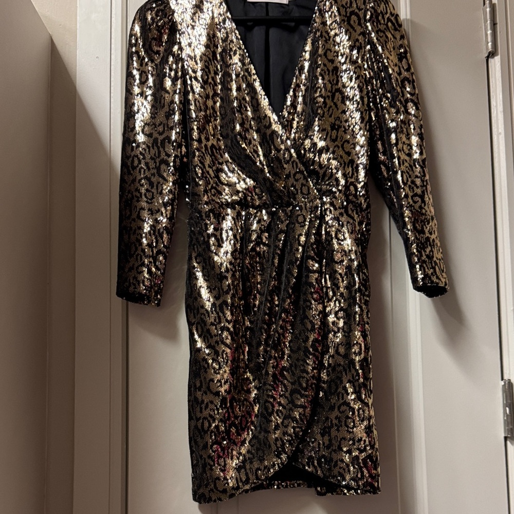 ASTR Metallic Leopard Print Dress